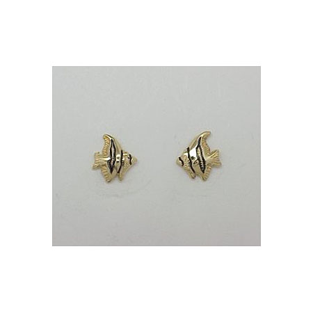 14k Gold Tropical Fish Post Earrings 1.2g